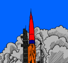 Dibujo Lanzamiento cohete pintado por mauricio