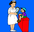 Dibujo Enfermera y niño pintado por Lic.Enf.OBSTETRICIA