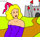 Dibujo Princesa y castillo pintado por milagros