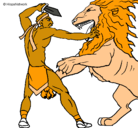 Dibujo Gladiador contra león pintado por jeidilabella