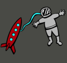 Dibujo Cohete y astronauta pintado por alex