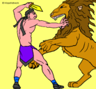 Dibujo Gladiador contra león pintado por Are