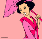 Dibujo Geisha con paraguas pintado por ANGELICAORIANA