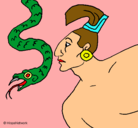 Dibujo Serpiente y guerrero pintado por jad