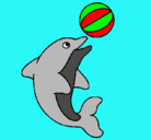 Dibujo Delfín jugando con una pelota pintado por samanta