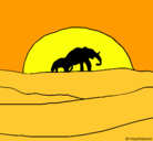 Dibujo Elefante en el amanecer pintado por tux