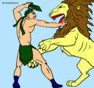 Dibujo Gladiador contra león pintado por lutwil