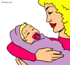 Dibujo Madre con su bebe II pintado por fabiana