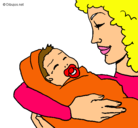 Dibujo Madre con su bebe II pintado por kity