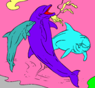 Dibujo Delfines jugando pintado por alejadra