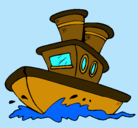 Dibujo Barco en el mar pintado por M.D.A.