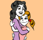 Dibujo Madre e hija abrazadas pintado por iris