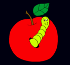 Dibujo Manzana con gusano pintado por laqueen