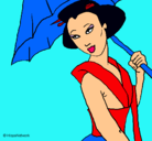 Dibujo Geisha con paraguas pintado por sheilamoran