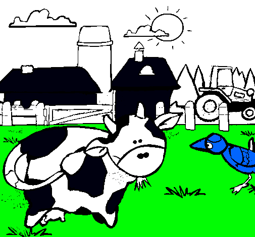 Vaca en la granja