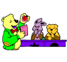 Dibujo Profesor oso y sus alumnos pintado por tatiana
