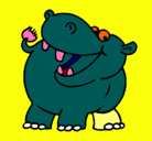 Dibujo Hipopótamo pintado por Santiago