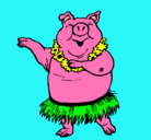 Dibujo Cerdo hawaiano pintado por lucia
