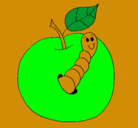 Dibujo Manzana con gusano pintado por antonella