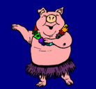 Dibujo Cerdo hawaiano pintado por xime