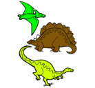 Dibujo Tres clases de dinosaurios pintado por floryu