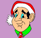 Dibujo Abuelo con gorro navideño pintado por blancavargas