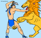Dibujo Gladiador contra león pintado por thanyuskamaria