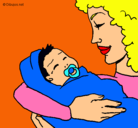 Dibujo Madre con su bebe II pintado por thaliarojas