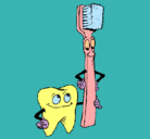 Dibujo Muela y cepillo de dientes pintado por Madelis