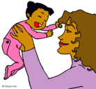 Dibujo Madre con su bebe pintado por andreina