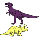 Dibujo Triceratops y tiranosaurios rex pintado por palolis