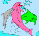 Dibujo Delfines jugando pintado por jesica