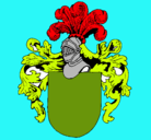 Dibujo Escudo de armas y casco pintado por corona