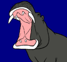 Dibujo Hipopótamo con la boca abierta pintado por david