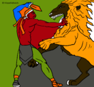 Dibujo Gladiador contra león pintado por fedelarca