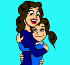 Dibujo Madre e hija abrazadas pintado por BUFLO
