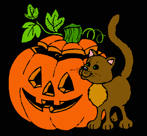 Calabaza y gato