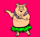 Dibujo Cerdo hawaiano pintado por ellia