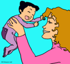Dibujo Madre con su bebe pintado por misobrinayyo