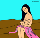 Dibujo Madre con su bebe pintado por natalia