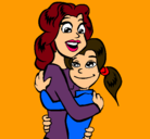Dibujo Madre e hija abrazadas pintado por LAURA