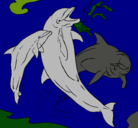 Dibujo Delfines jugando pintado por mirian