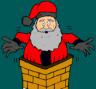 Dibujo Papa Noel en la chimenea pintado por chatito
