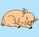 Dibujo Cerdo durmiendo pintado por valentina
