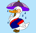 Dibujo Pato bajo la lluvia pintado por bea