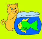 Dibujo Gato y pez pintado por cristyharo