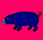 Dibujo Cerdo con pezuñas negras pintado por Santiago
