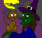 Dibujo Bruja y gato pintado por elecktro