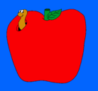 Dibujo Gusano en la fruta pintado por Elsi