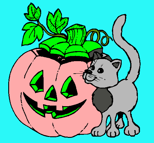 Calabaza y gato